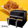 Фритюрник AirFryer Rosberg Premium RP51980N, 1700W, 2съда x 4л., Горещ въздух, Таймер, до 200°C, Чер, снимка 3