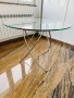 Нова Трапезна маса ф90 от полирана неръждаема стомана и закалено стъкло, снимка 6