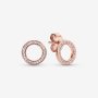 Pandora обеци в розово злато Sparkling Circle Stud Earrings, снимка 4