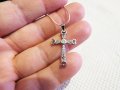 сребърен синджир с кръст, православен сребърен кръст с камъни - притежавайте този медальон, снимка 1 - Колиета, медальони, синджири - 33315352