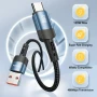 USB към USB Type-C Charging Cable 120W, найлонова оплетка - 300 см, снимка 2