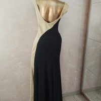 Higrе 40 Черна ,дълга официална рокля с златиста мрежа, снимка 4 - Рокли - 43019228