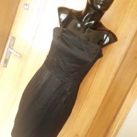 Черна къса рокля сатен М, снимка 1 - Рокли - 32990854