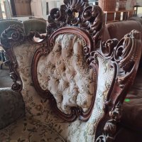 Уникално красива барокова холна гарнитура внос от Европа, снимка 8 - Дивани и мека мебел - 34703922