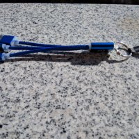 Scolt Кабел 3 в 1 USB, Lightning, micro USB и USB type C, син, снимка 2 - USB кабели - 38188614