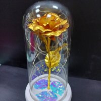 Подарък за Свети Валентин. Светеща роза златна в стъклен съд , снимка 9 - Декорация за дома - 44115730