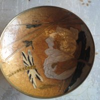 Уникална бронзова купа поднос с емайл , снимка 2 - Антикварни и старинни предмети - 43553160