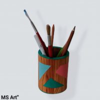 Дървен моливник органайзер! Ръчно рисуван!, снимка 4 - Органайзери за бюро - 35575514