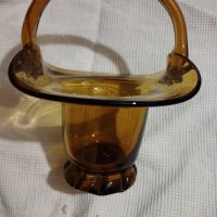 фруктиера кошничка,руска от  цветно стъкло от 80-те г., снимка 2 - Декорация за дома - 40338630