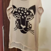 Полупрозрачна лятна блузка с изображение Тигър