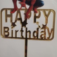 Спайдърмен Spiderman Happy Birthday пластмасов топер украса табела за торта рожден ден, снимка 1 - Други - 33183326