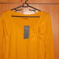 Дамски елегантен блузон " Terranova " в тъмножълт цвят,100% памук, снимка 4 - Блузи с дълъг ръкав и пуловери - 27492368