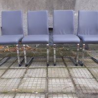 Четери броя страхотни модерни трапезни стола -еко кожа метал, снимка 6 - Столове - 35064385