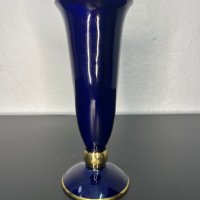 Немска кобалтова ваза №4826 , снимка 6 - Антикварни и старинни предмети - 43169565