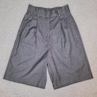 Дамски къс панталон h&m с висока талия в сиво, снимка 1 - Къси панталони и бермуди - 43671501