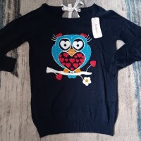 Пуловер финно плетиво с принт бухал,коте и петел в различни цветове, снимка 2 - Блузи с дълъг ръкав и пуловери - 44031935