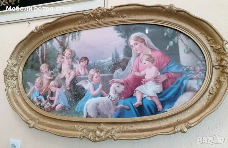 Това е голям и очарователен античен принт с оригинално стъкло. , снимка 1
