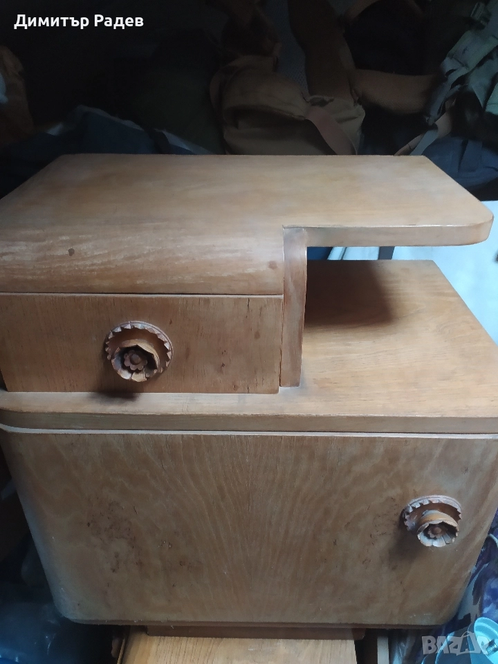  РЕТРО две нощни шкавчета масивни цвят  светло жълт фурнир--много запазени, снимка 1