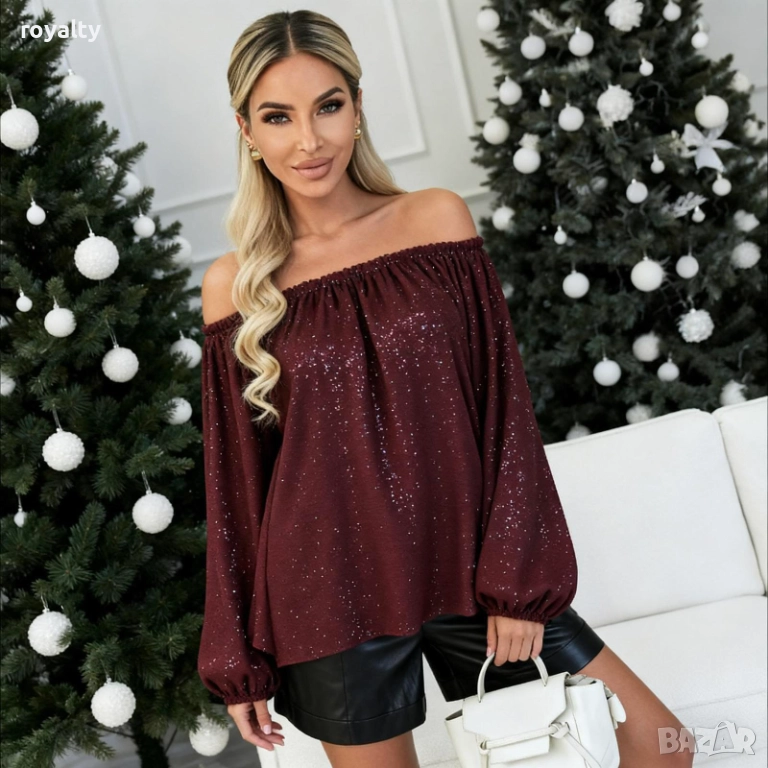 Ефирни официални блузки с паднали рамене , снимка 1