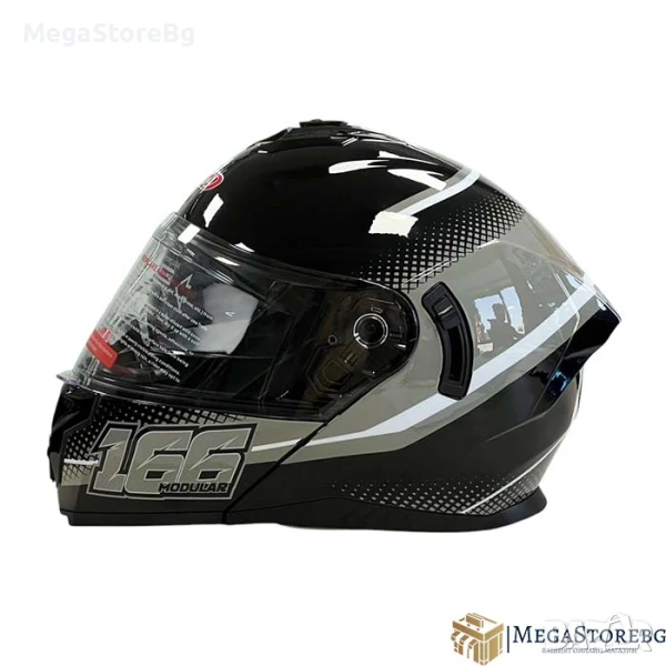 Модуларна Каска 166 - Размер S, M, L, XL - Черно/Бяло, снимка 1