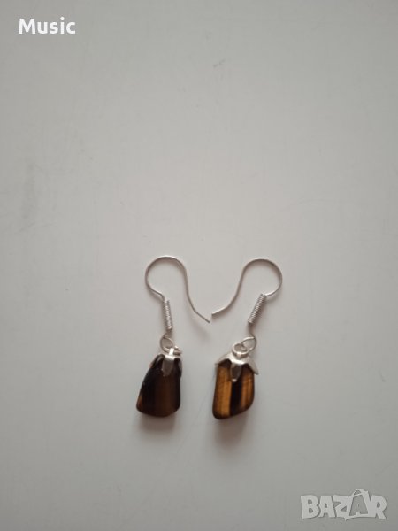 Обеци полускъпоценен камък "Тигрово око", снимка 1