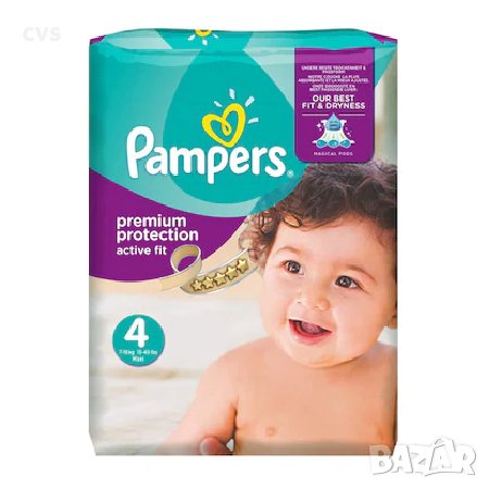 Пелени Pampers premium protection Activ Fit 4, 3-Way Fit, 8-16 кг, 39 броя, Бял , снимка 1