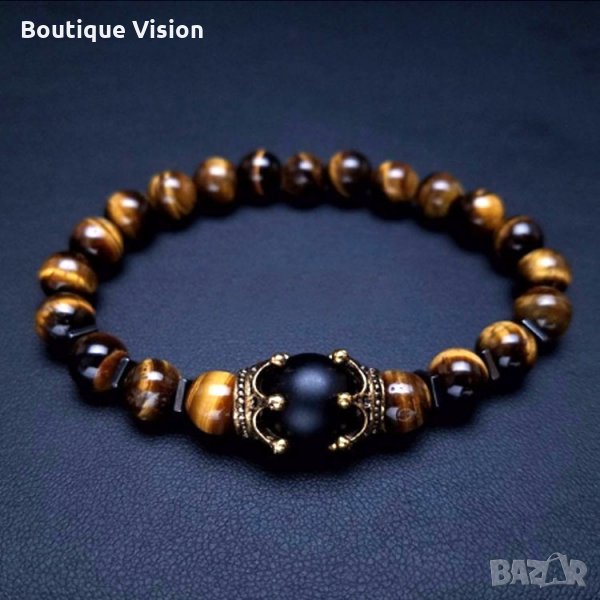 Ново! Унисекс гривна с естествени камъни - Тигрово око, снимка 1