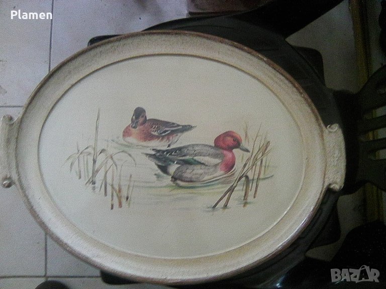 Красив пластмасов поднос с патици имитиращ старинно дърво, снимка 1