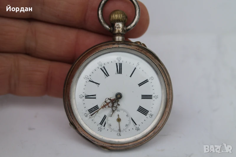 Швейцарски джобен сребърен часовник , снимка 1
