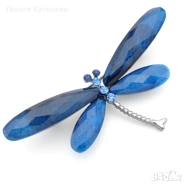 Брошка за дреха водно конче в турско синьо, снимка 1