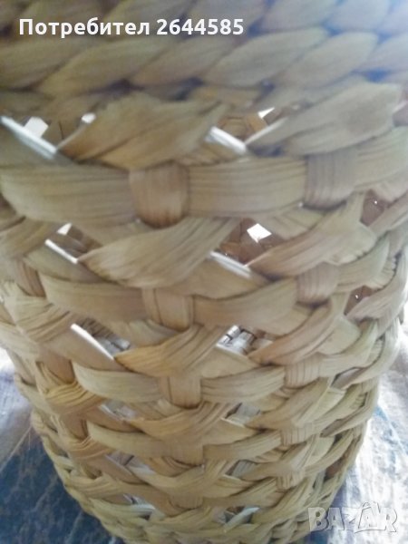 Плетено кошче диаметър една педя с дръжка и капак, снимка 1