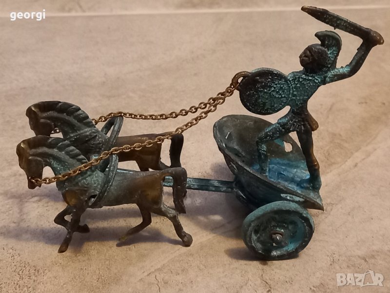 мини бронзова статуетка римска колесница , снимка 1