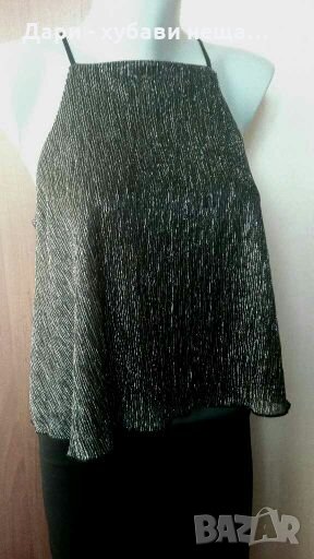 Луксозен топ, в черно и сребристо👗🍀S,M,M/L👗🍀арт.2086, снимка 1