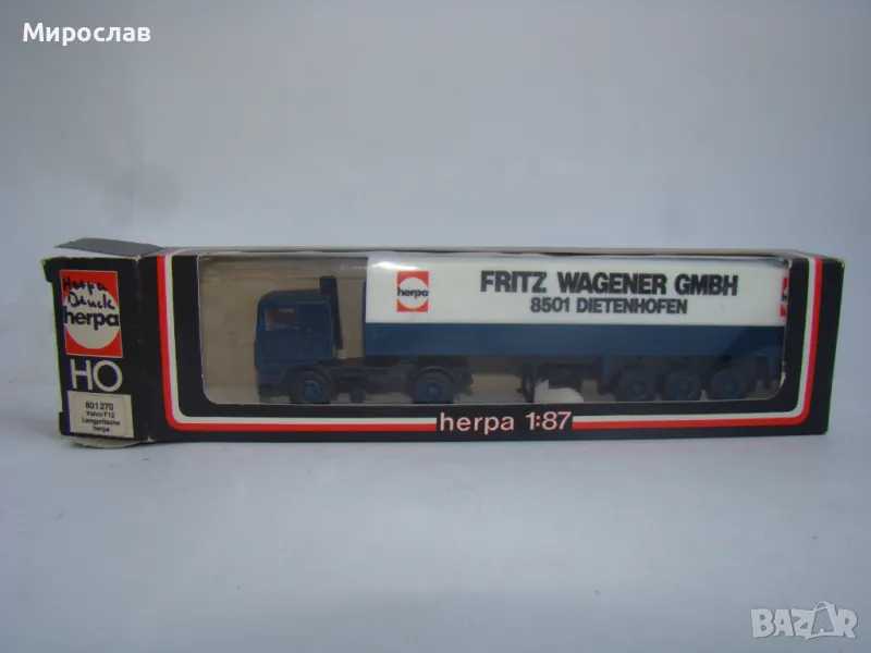 HERPA H0 1/87 VOLVO КАМИОН МОДЕЛ ТИР ИГРАЧКА, снимка 1