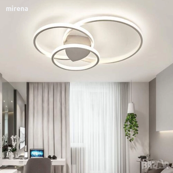 LED лед полилей с дистанционно 3 кръга бяла и кафява 218, 219, снимка 1