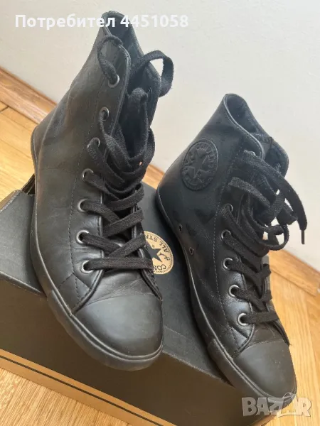 Черни кожени кецове Converse 36 нр., снимка 1