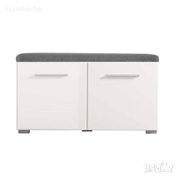 Гланциран шкаф за обувки със сива възглавница, снимка 1