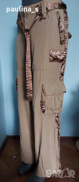 Дизайнерски панталон / широки крачоли и цвят нюд "Watcher" / голям размер , снимка 1