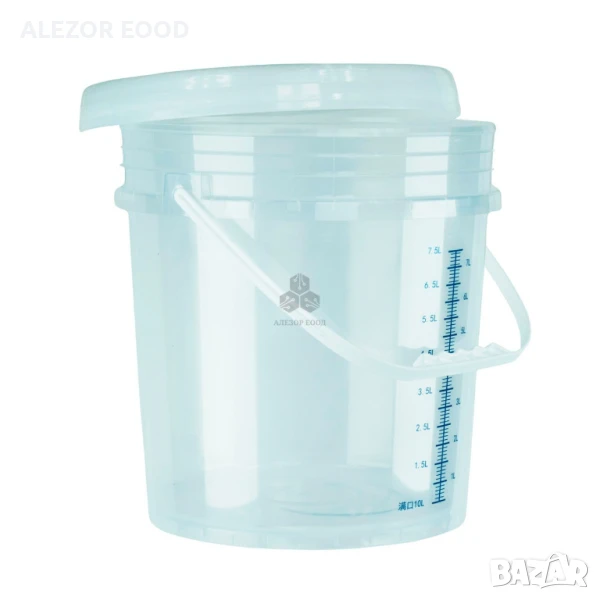 Прозрачна пластмасова градуирана кофа, Обем 10л. Деление 100 мл., 4350, снимка 1