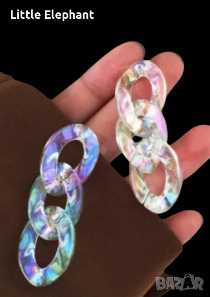 Сребърни обеци,"Temperament,magic color",акрил/нови, снимка 1