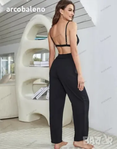 Ежедневна дамска едноцветна пижама от три части, 3цвята , снимка 6 - Пижами - 48634759