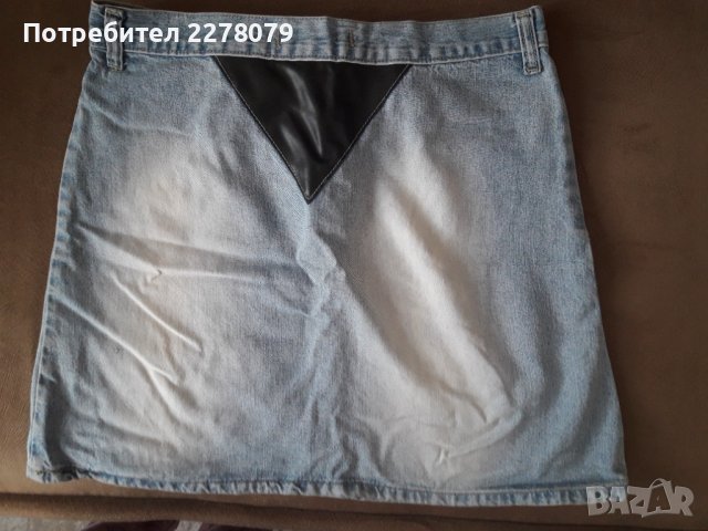 Дънкова пола декорирана с кожа, снимка 3 - Поли - 40810643