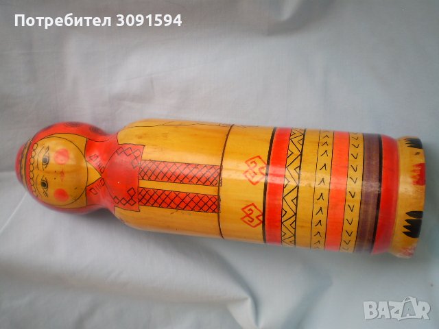 Винтидж СССР, съветска руска мамтрьошка, дървена гнездяща кукла, поставка за бутилка водка, снимка 11 - Колекции - 40199254