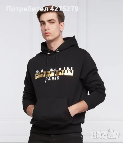 BALMAIN Foil Tape Hoodie Суичър XL, снимка 1 - Суичъри - 47703195