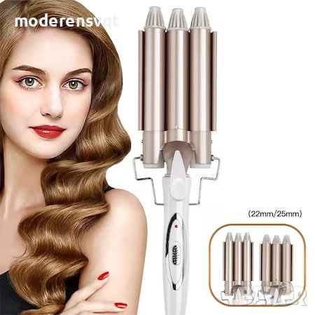 Тройна ретро преса за къдрене на коса, снимка 3 - Преси за коса - 43851067