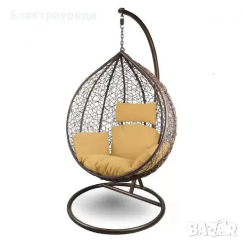 Висящ Ратанов стол - Градинска Водоустойчива Люлка Comfort до 200кг, снимка 2 - Градински мебели, декорация  - 47607241