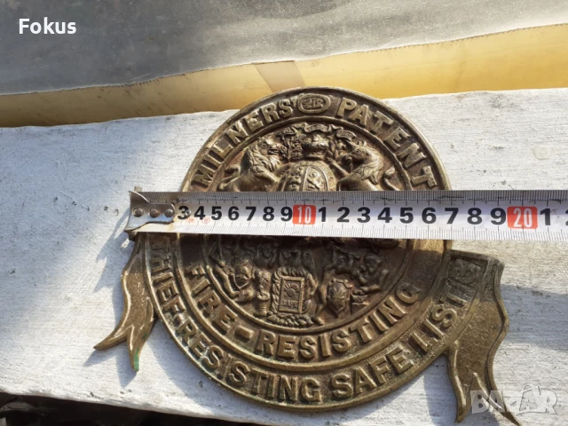 Страхотна стара бронзова английска емблема от пожарна, снимка 6 - Антикварни и старинни предмети - 50966537