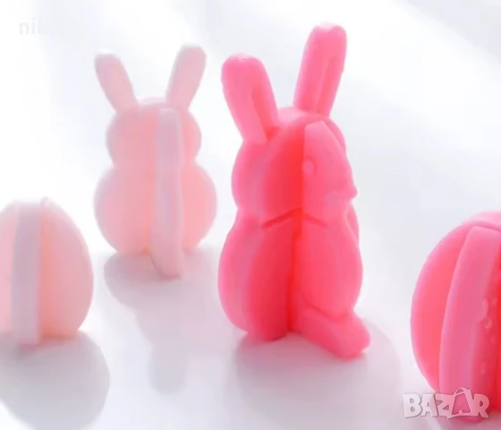 3d Заек зайче сглобяем силиконов молд форма фондан шоколад гипс смола декор, снимка 2 - Форми - 51057475