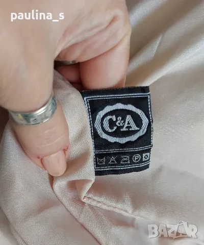 Вълнено Бежово палто "C&A" и аксесоар с бижу / голям размер , снимка 16 - Палта, манта - 48000303