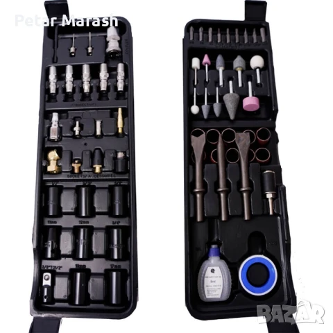 ПРОМО ПАКЕТ Пневматични инструменти 72ч + Компресор за въздух 50л. KraftWorld, снимка 7 - Куфари с инструменти - 50498427